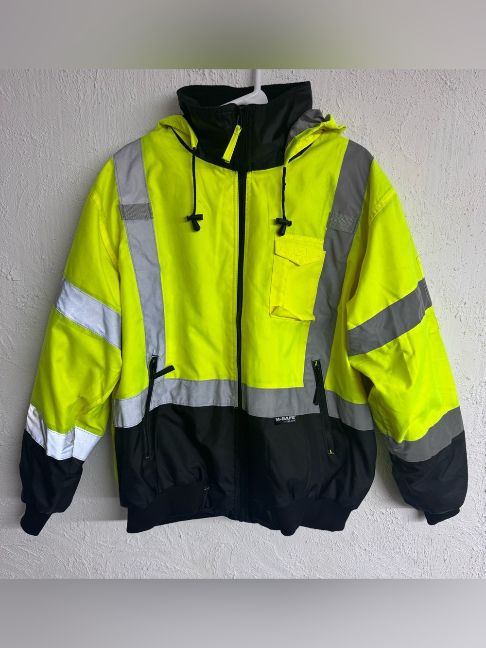 *NEW* M-SAFE 75-1311 High Visibility Yellow and Black Bomber Safety Jacket